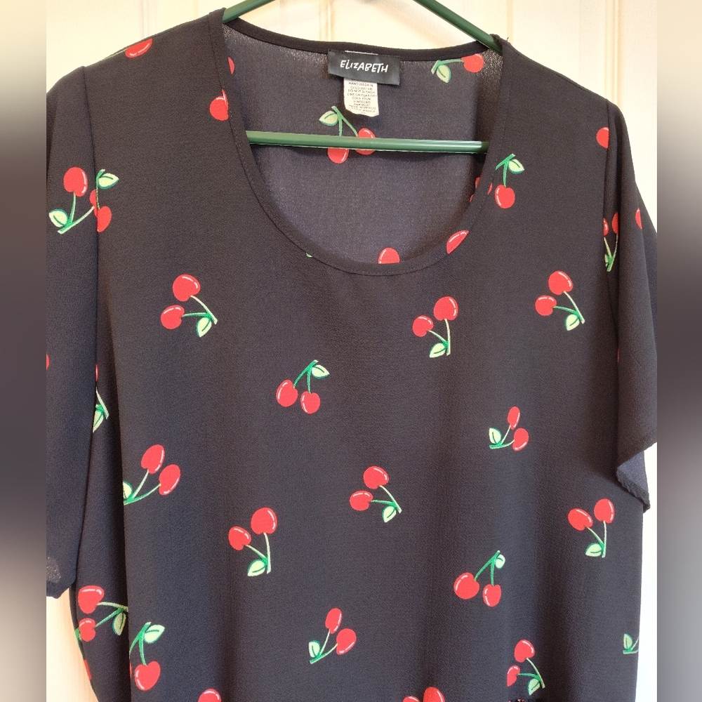 J.Elizabeth Black Cherry Print Dress - Picture 2 of 4